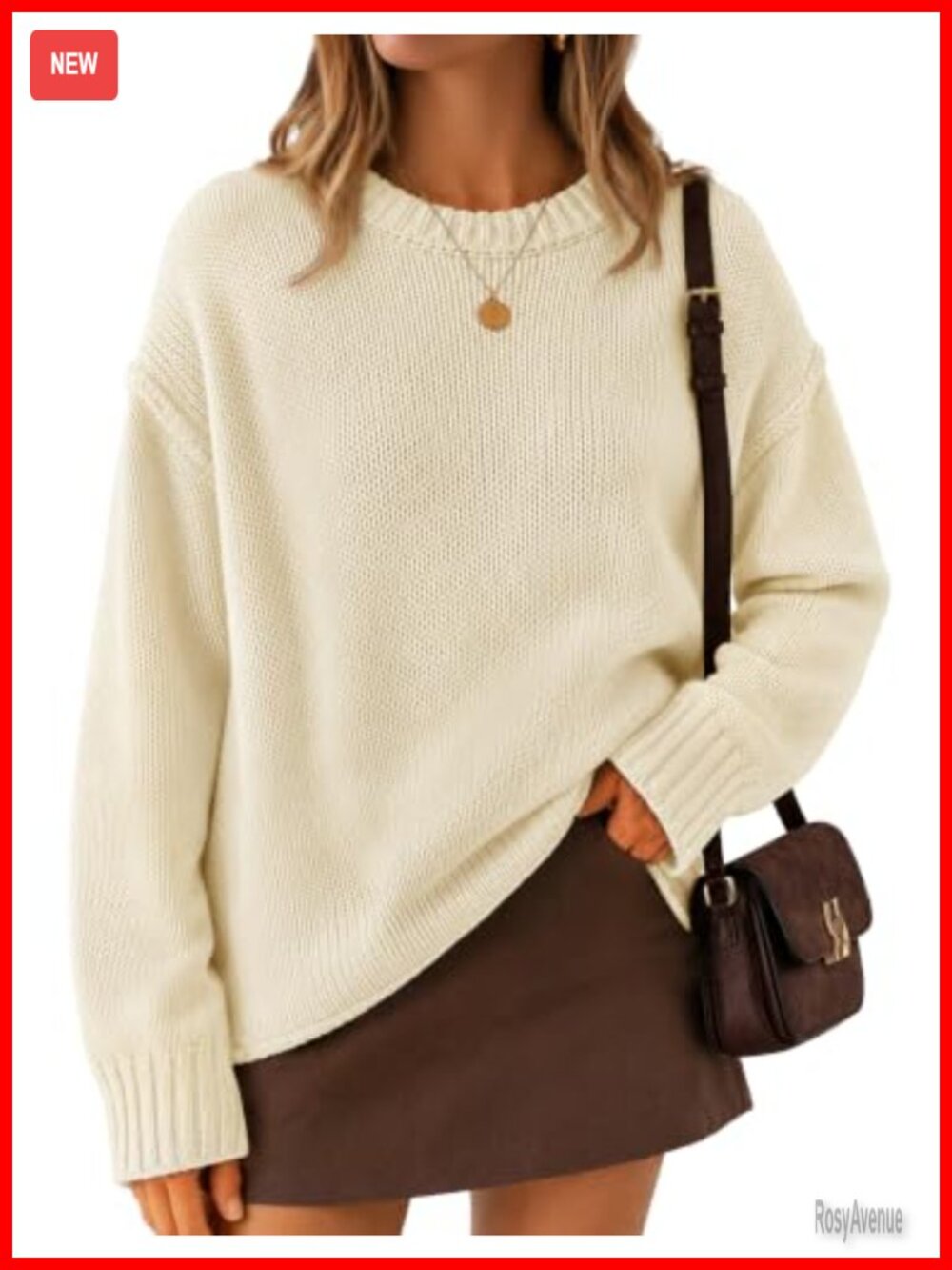 Oversized Chunky Crewneck Long Sleeve Pullover Sweater Cotton Acrylic